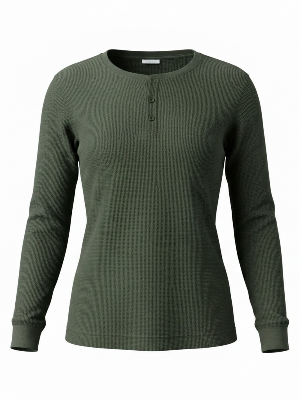 Cozy Earth Women's Long-Sleeve Henley Top in Olive Green